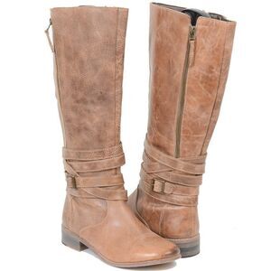 Kenneth Cole Reaction Zap-Ines Women's 9.5 Leather Strappy Knee Boots